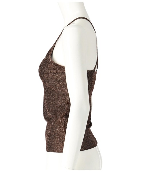 Settimissimo（セッティミッシモ）の「パット付き バッククロス グリッター キャミソール（キャミソール・レディース・ゴールド/ブラウン/オフホワイト・FREE）」の7枚目の写真