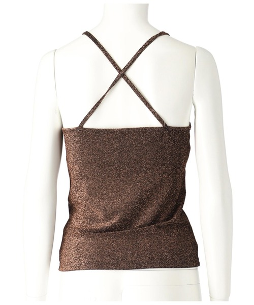 Settimissimo（セッティミッシモ）の「パット付き バッククロス グリッター キャミソール（キャミソール・レディース・ゴールド/ブラウン/オフホワイト・FREE）」の8枚目の写真
