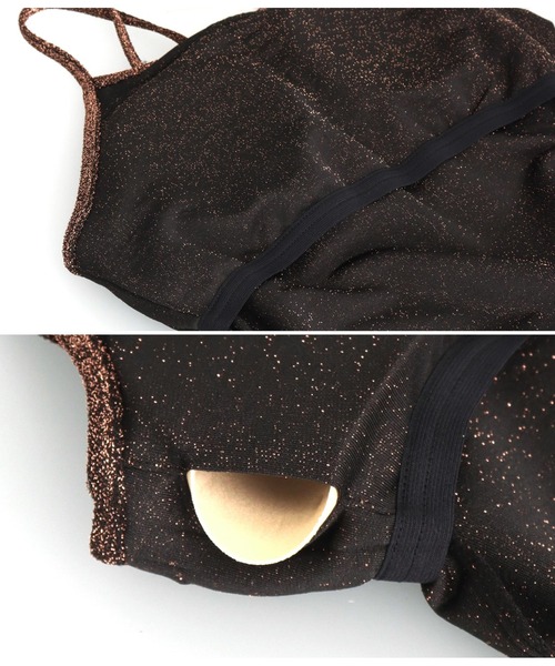 Settimissimo（セッティミッシモ）の「パット付き バッククロス グリッター キャミソール（キャミソール・レディース・ゴールド/ブラウン/オフホワイト・FREE）」の9枚目の写真