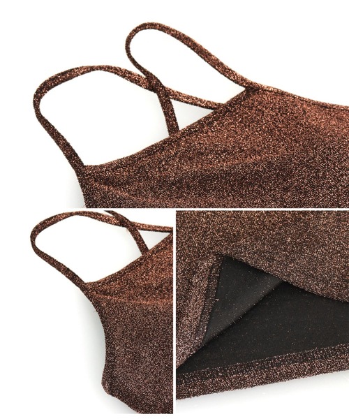 Settimissimo（セッティミッシモ）の「パット付き バッククロス グリッター キャミソール（キャミソール・レディース・ゴールド/ブラウン/オフホワイト・FREE）」の10枚目の写真