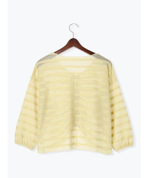 Te chichi TERRASSE（テチチテラス）の「メッシュボーダーシャーリングトップス（その他トップス・レディース・イエロー/ブラック/オフホワイト・F）」の8枚目の写真