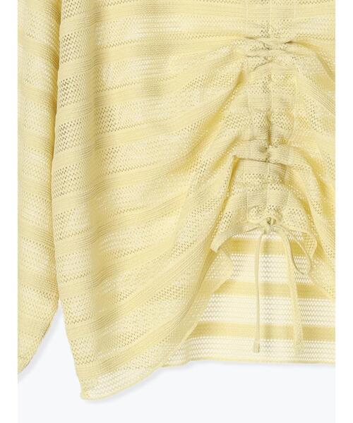 Te chichi TERRASSE（テチチテラス）の「メッシュボーダーシャーリングトップス（その他トップス・レディース・イエロー/ブラック/オフホワイト・F）」の11枚目の写真