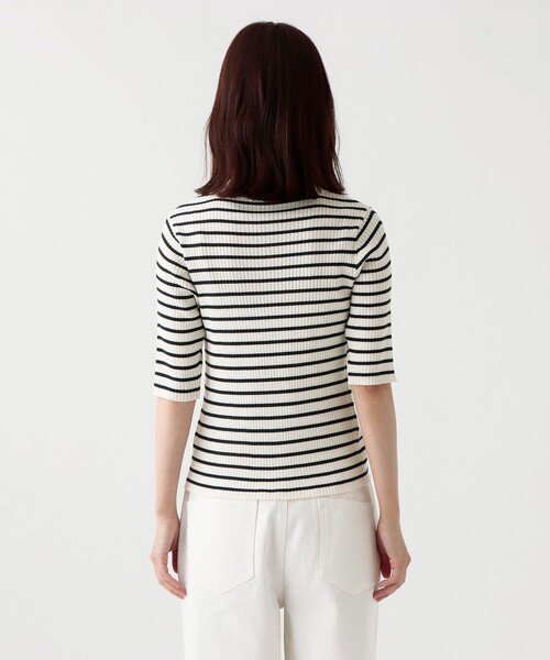 Afternoon Tea（アフタヌーンティー）の「ボーダーMVS UVニットリブカーディガン（カーディガン/ボレロ・レディース・アイボリー・MEDIUM）」の2枚目の写真