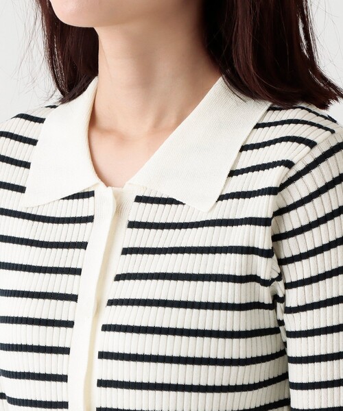 Afternoon Tea（アフタヌーンティー）の「ボーダーMVS UVニットリブカーディガン（カーディガン/ボレロ・レディース・アイボリー・MEDIUM）」の5枚目の写真