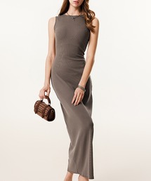 sleeveless rib tight long one piece