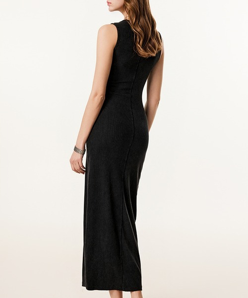 SUWDEE(スーディー)の「sleeveless rib tight long one piece(ワンピース・レディース・ベージュ/チャコールグレー/グレー/ブラック・M/L)」の6枚目の写真