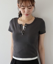 Tシャツ/カットソー（グレー/灰色系・ヘンリーネック