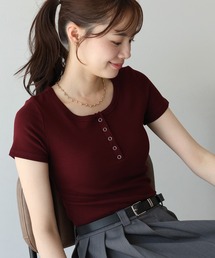 d-due h.p.franceボルドー半袖トップス d-due h.p.franceボルドー半袖トップス