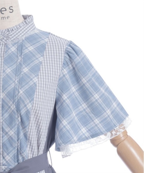 axes femme（アクシーズファム）の「チェック切替パッチワークワンピース（シャツワンピース・レディース・ブラック/ネイビー/サックスブルー・FREE）」の19枚目の写真