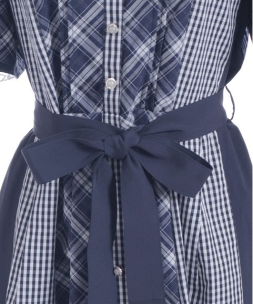 axes femme（アクシーズファム）の「チェック切替パッチワークワンピース（シャツワンピース・レディース・ブラック/ネイビー/サックスブルー・FREE）」の13枚目の写真