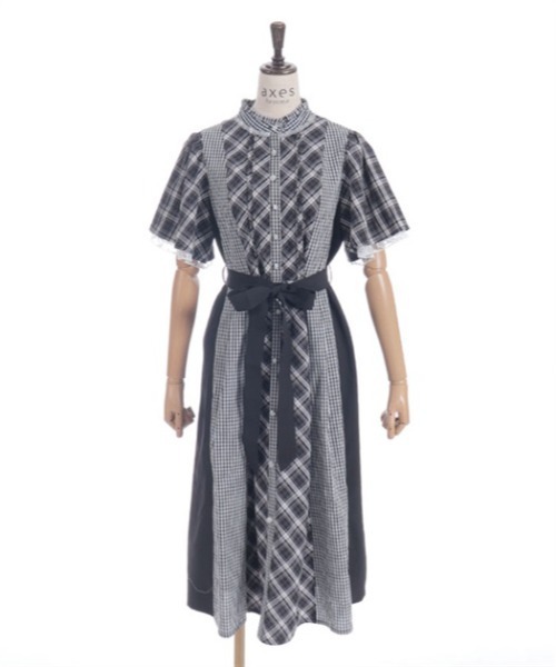 ◎8/30まで値下げ axes femme チェック切替パッチワークワンピース チェック切替パッチワークワンピース | axes femme | axes femme