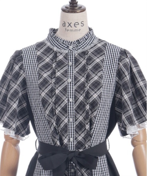 ◎8/30まで値下げ axes femme チェック切替パッチワークワンピース チェック切替パッチワークワンピース | axes femme | axes femme