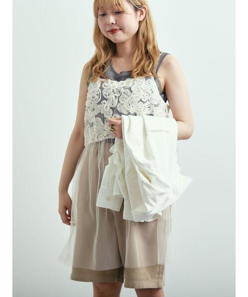 SM2（エスエムツー）の「フラワーシフォンテープチュールキャミソール（チュニック・レディース・オフホワイト/ブラック/ブラウン・F）」の7枚目の写真