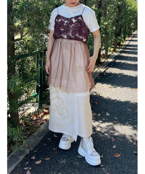 SM2（エスエムツー）の「フラワーシフォンテープチュールキャミソール（チュニック・レディース・オフホワイト/ブラック/ブラウン・F）」の5枚目の写真