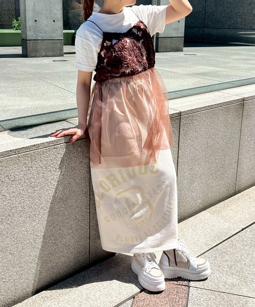 SM2（エスエムツー）の「フラワーシフォンテープチュールキャミソール（チュニック・レディース・オフホワイト/ブラック/ブラウン・F）」の6枚目の写真