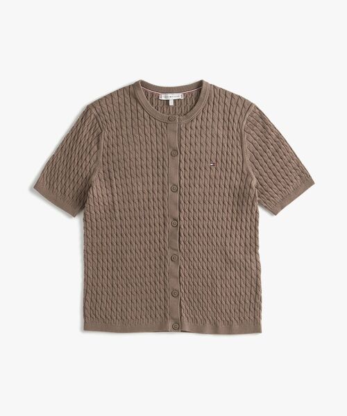 TOMMY HILFIGER(トミーヒルフィガー)の「コットンケーブルファインゲージショートスリーブクルーネックカーディガン(ニット/セーター・レディース・ホワイト/ブラウン/ブルー・SMALL/X-SMALL/XX-SMALL/MEDIUM)」の13枚目の写真