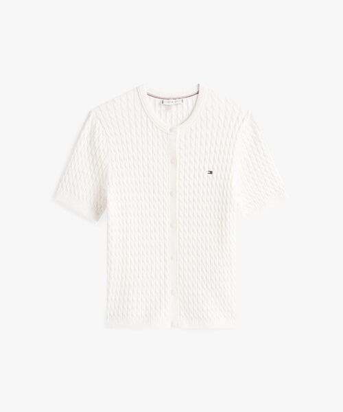 TOMMY HILFIGER(トミーヒルフィガー)の「コットンケーブルファインゲージショートスリーブクルーネックカーディガン(ニット/セーター・レディース・ホワイト/ブラウン/ブルー・SMALL/X-SMALL/XX-SMALL/MEDIUM)」の15枚目の写真