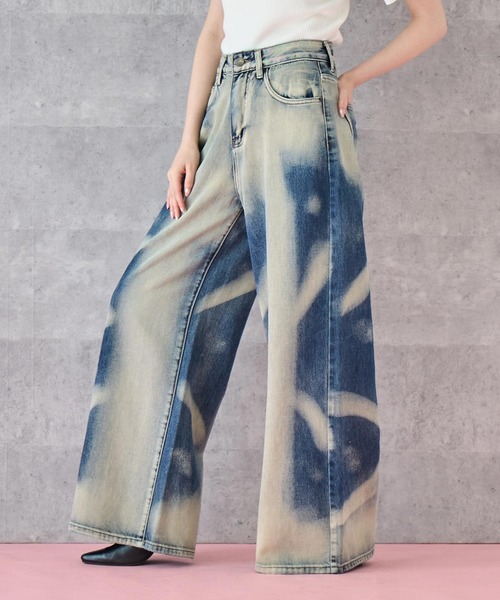 ANAP（アナップ）の「むら染めラインデニムパンツ（デニムパンツ・レディース・ブルー/ブラック・S/M）」の2枚目の写真