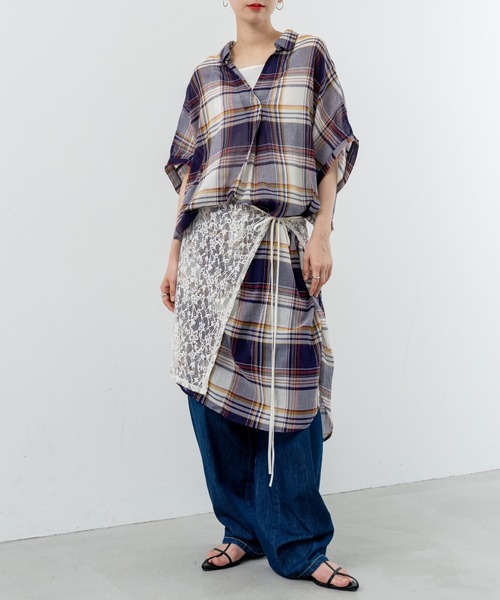 refinedworks(リファインドワークス)の「【refinedworks】リラクシー に映える チェックワンピース(ワンピース・レディース・レッド/イエロー/ブラック・FREE)」の4枚目の写真