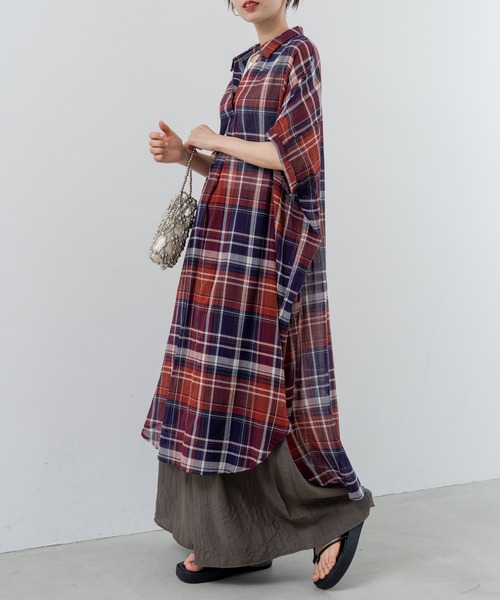 refinedworks(リファインドワークス)の「【refinedworks】リラクシー に映える チェックワンピース(ワンピース・レディース・レッド/イエロー/ブラック・FREE)」の22枚目の写真