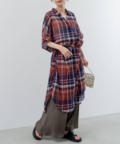 refinedworks(リファインドワークス)の「【refinedworks】リラクシー に映える チェックワンピース(ワンピース・レディース・レッド/イエロー/ブラック・FREE)」の9枚目の写真