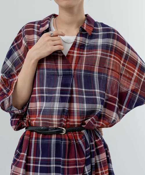 refinedworks(リファインドワークス)の「【refinedworks】リラクシー に映える チェックワンピース(ワンピース・レディース・レッド/イエロー/ブラック・FREE)」の12枚目の写真