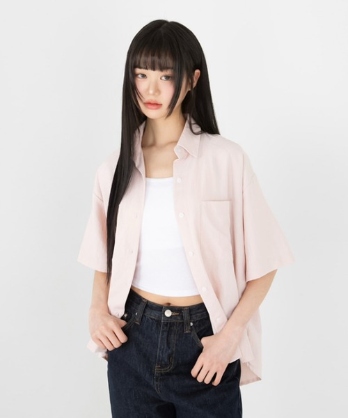 muahmuah(ムーアムーア)の「A'GEM/9 × .kom 『muah muah/ムーアムーア』LOOSE FIT TWO POCKET HALF SHIRT/ルーズフィット ツーポケットシャツ(シャツ/ブラウス・レディース・ホワイト/ピンク/ブラック・FREE)」の16枚目の写真