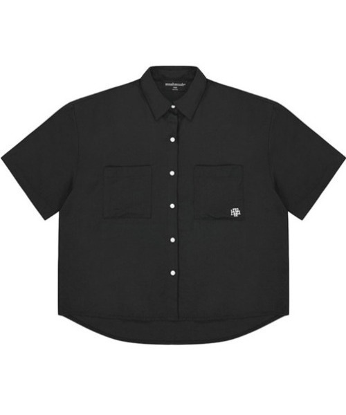 ブラウス シャツ A'GEM/9 × .kom 「muah muah/ムーアムーア」LOOSE FIT TWO POCKET HALF SHIRT/ル A'GEM/9 × .kom 『muah muah/ムーアムーア』LOOSE FIT TWO