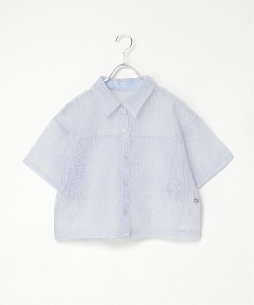 VENCEEXCHANGE（ヴァンスエクスチェンジ）の「レースハーフスリーブショートシャツ（シャツ/ブラウス・レディース・アイボリー/ブラック/ブラウン/ブルー・FREE）」の4枚目の写真