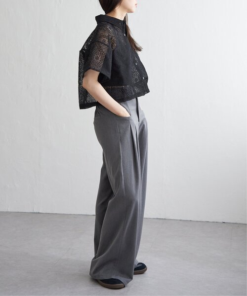 VENCEEXCHANGE（ヴァンスエクスチェンジ）の「レースハーフスリーブショートシャツ（シャツ/ブラウス・レディース・アイボリー/ブラック/ブラウン/ブルー・FREE）」の17枚目の写真