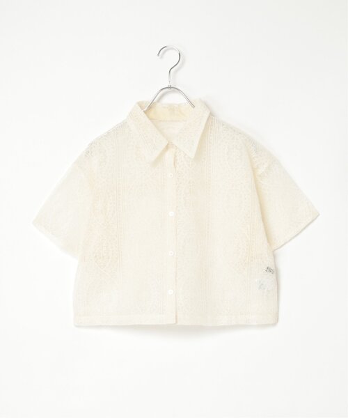 VENCEEXCHANGE（ヴァンスエクスチェンジ）の「レースハーフスリーブショートシャツ（シャツ/ブラウス・レディース・アイボリー/ブラック/ブラウン/ブルー・FREE）」の6枚目の写真