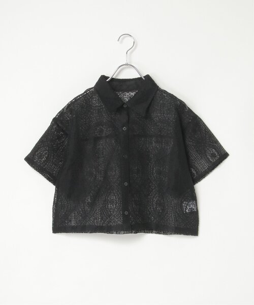 VENCEEXCHANGE（ヴァンスエクスチェンジ）の「レースハーフスリーブショートシャツ（シャツ/ブラウス・レディース・アイボリー/ブラック/ブラウン/ブルー・FREE）」の8枚目の写真