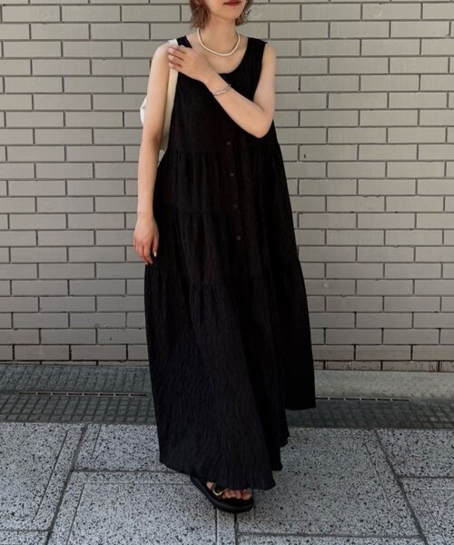 ear PAPILLONNER(イアパピヨネ)の「ワッシャーノースリティアードOP【SUM1 STYLE(スミスタイル)】(ワンピース・レディース・ブラック/パープル/ライム・FREE)」の7枚目の写真