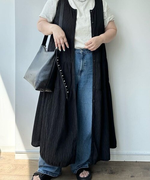 ear PAPILLONNER(イアパピヨネ)の「ワッシャーノースリティアードOP【SUM1 STYLE(スミスタイル)】(ワンピース・レディース・ブラック/パープル/ライム・FREE)」の8枚目の写真