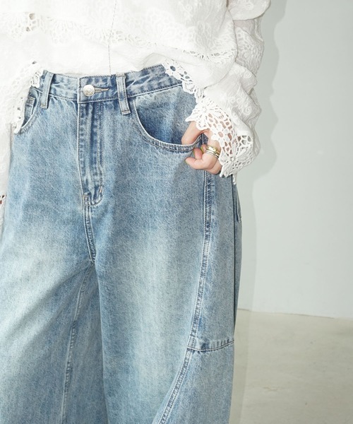 chuclla（チュクラ）の「カーブライン ボリュームデニム chw25s073（デニムパンツ・レディース・ブルー・S/M/L）」の4枚目の写真