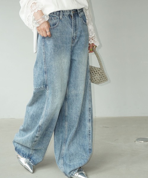 chuclla（チュクラ）の「カーブライン ボリュームデニム chw25s073（デニムパンツ・レディース・ブルー・S/M/L）」の6枚目の写真