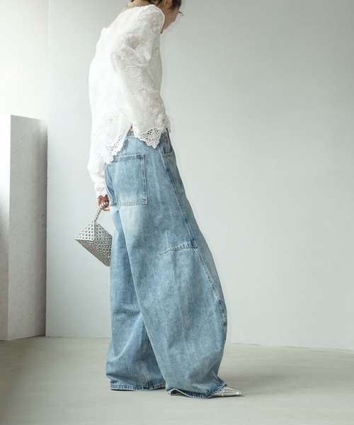 chuclla（チュクラ）の「カーブライン ボリュームデニム chw25s073（デニムパンツ・レディース・ブルー・S/M/L）」の7枚目の写真