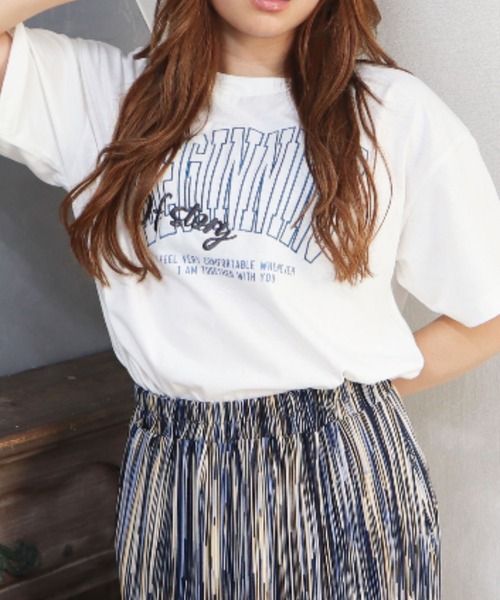 CECIL McBEE（セシルマクビー）の「フロント刺繍プリントTシャツ（Tシャツ/カットソー・レディース・チャコールグレー/オフホワイト/アイボリー・LARGE/MEDIUM）」の15枚目の写真