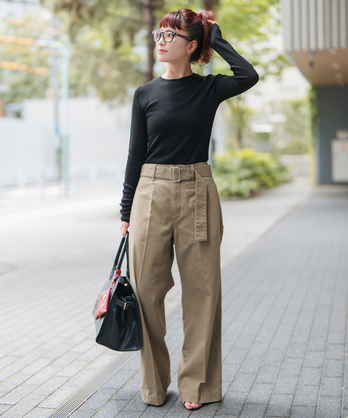 Spick and spanチノワイドパンツ38 ベルトワイドレッグチノ（チノパンツ）｜Spick & Span（スピック