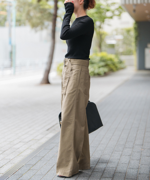 セール】ベルトワイドレッグチノ（チノパンツ）｜Spick & Span