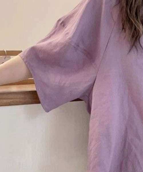 Beststore(ベストストア)の「ナチュラル 無地 トップス シャツブラウス レディース(シャツ/ブラウス・レディース・ホワイト/パープル/ネイビー・FREE)」の8枚目の写真