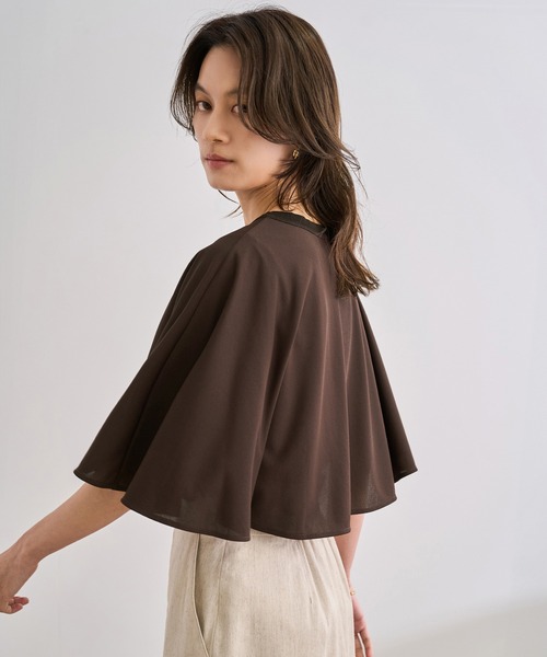 ROPE'（ロペ）の「【洗える】ケープスリーブ リンキングブラウス（シャツ/ブラウス・レディース・ダークブラウン/ブラック/ライトグレー・FREE）」の3枚目の写真