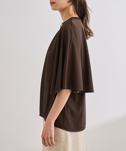 セール】【洗える】ケープスリーブ リンキングブラウス（シャツ