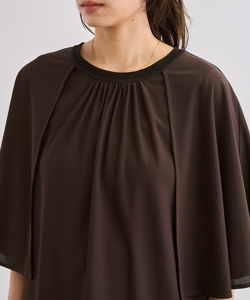 ロペ（ROPE’）/【洗える】ケープスリーブ リンキングブラウス セール】【洗える】ケープスリーブ リンキングブラウス（シャツ