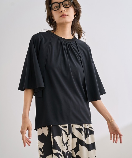 ROPE'（ロペ）の「【洗える】ケープスリーブ リンキングブラウス（シャツ/ブラウス・レディース・ダークブラウン/ブラック/ライトグレー・FREE）」の17枚目の写真