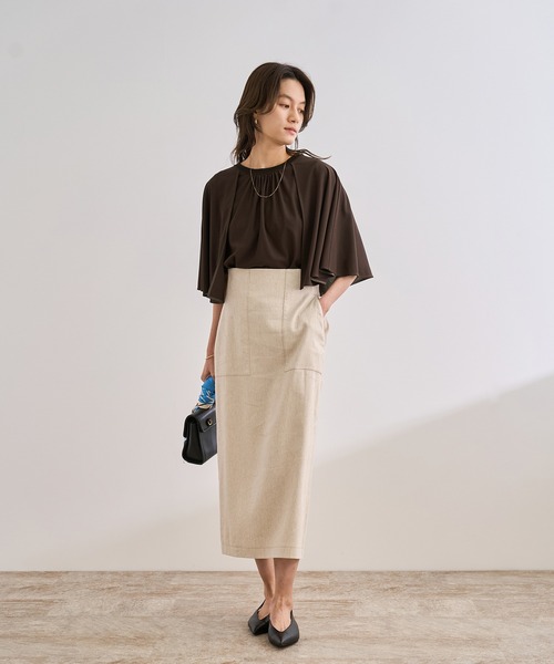 ROPE'（ロペ）の「【洗える】ケープスリーブ リンキングブラウス（シャツ/ブラウス・レディース・ダークブラウン/ブラック/ライトグレー・FREE）」の4枚目の写真