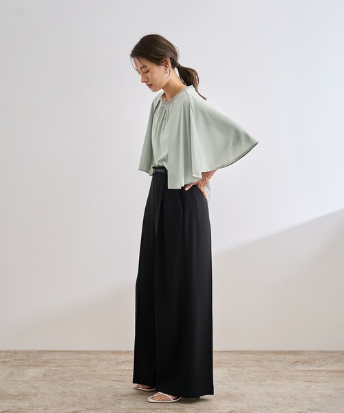 ROPE'（ロペ）の「【洗える】ケープスリーブ リンキングブラウス（シャツ/ブラウス・レディース・ダークブラウン/ブラック/ライトグレー・FREE）」の5枚目の写真