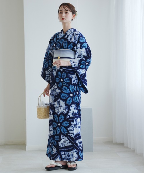 絞り浴衣 utatane（ウタタネ）の「有松絞り浴衣3点セット utatane 藍色に