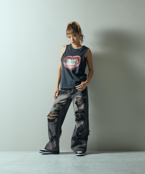 JORDAN BRAND（ジョーダンブランド）の「ジョーダン フライト ウィメンズ ノースリーブ グラフィック Tシャツ / Jordan Flight Women's Sleeveless Graphic T-Shirt HV0224-045 Off Noir（タンクトップ・レディース・ブラック系その他・M/L/S/XL/XS）」の4枚目の写真