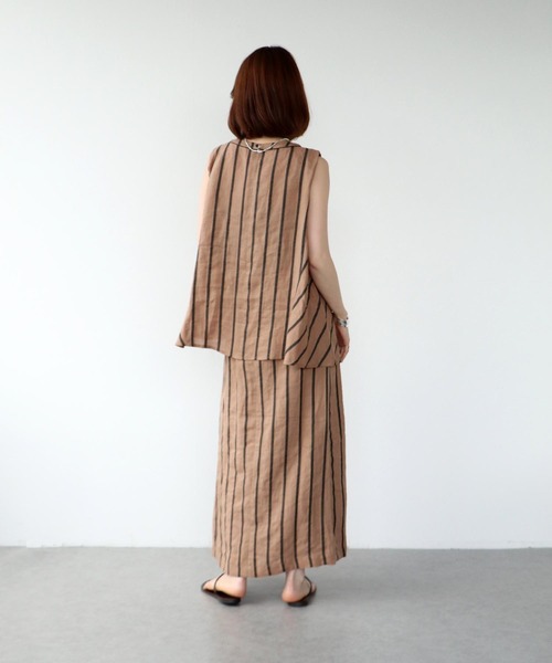 リネンストライプブラウス【セットアップ可】